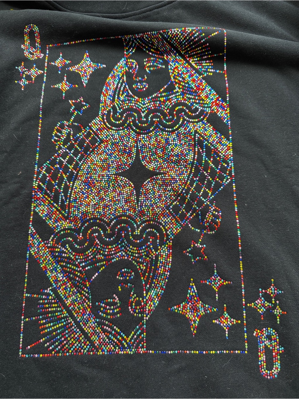 QUEEN OF SPARKLES QUEEN CARD JEWELED TRACK SUIT XXL SWEATSHIRT SWEATPANTS EUC